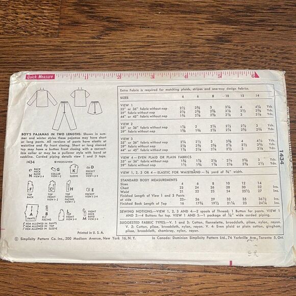 Vtg 60s Simplicity little boy’s pajamas sewing pattern - Picture 4 of 5
